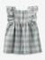 Chequered Dress in Linen & Cotton for Babies, by CYRILLUS aqua green 