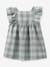 Chequered Dress in Linen & Cotton for Babies, by CYRILLUS aqua green 