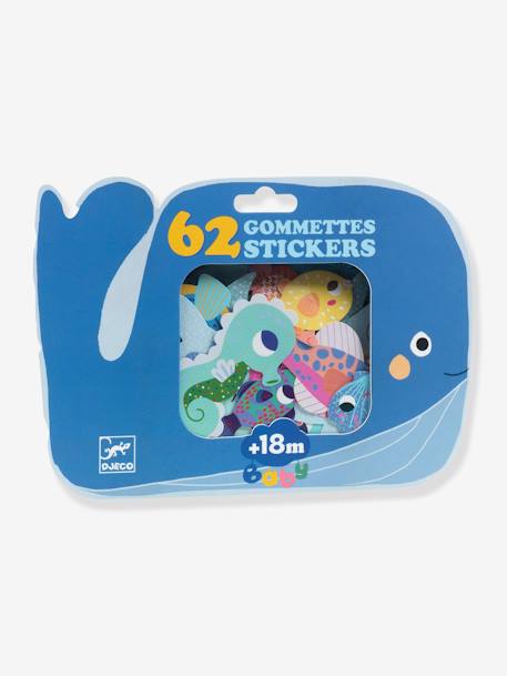 62 Animals Stickers - DJECO blue+green+white 