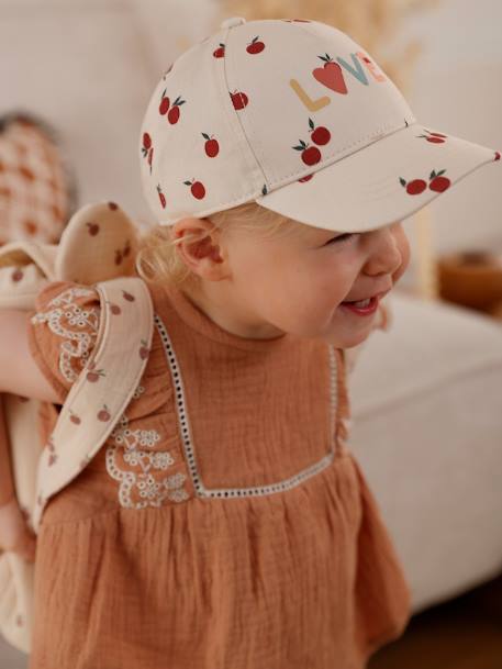 Cap with Apple Prints for Baby Girls ecru 