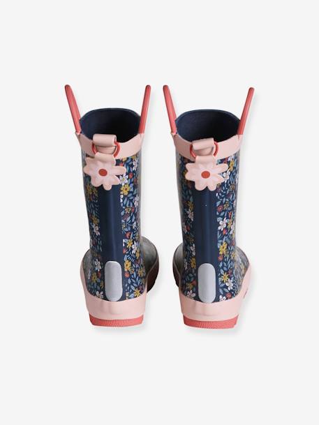 Wellies in Printed Natural Rubber for Children navy blue 