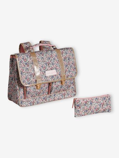 Sweet Flowers Satchel + Pencil Case for Girls rosy 