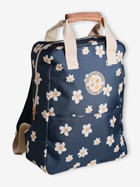 Daisies Backpack for Girls navy blue 