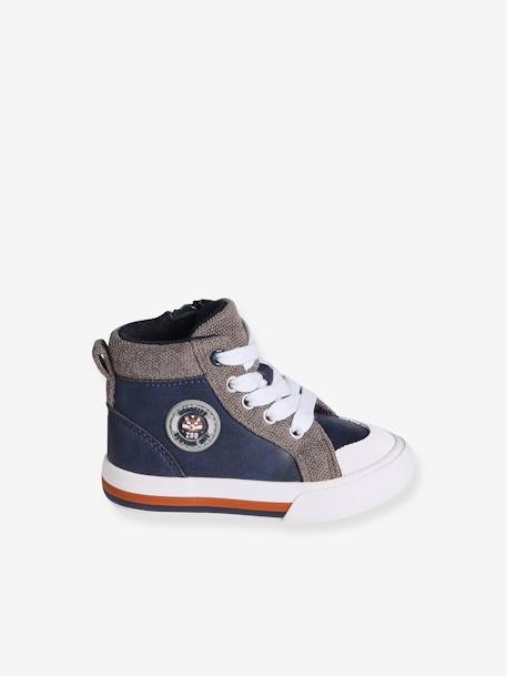 High-Top Trainers with Laces & Zips for Babies brown+set blue 