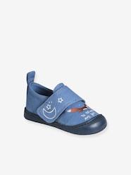 -Denim Indoor Shoes with Hook-and-Loop Strap, for Babies