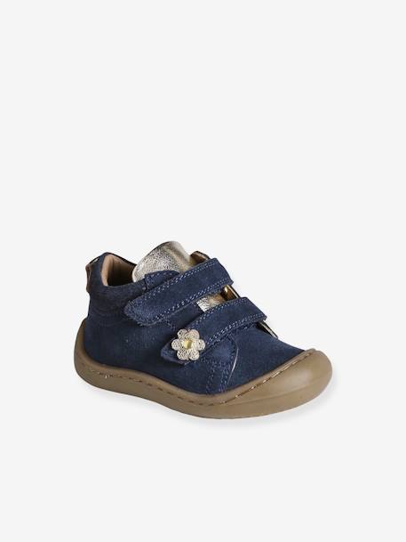 Pram Shoes in Soft Leather, Hook&Loop Strap, for Babies, Designed for Crawling bordeaux red+fuchsia+gold+navy blue+pale yellow+rose 