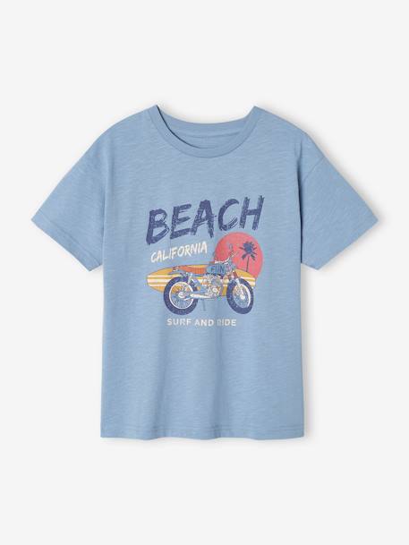 T-Shirt with 'Surf and Ride' Motif for Boys sky blue 