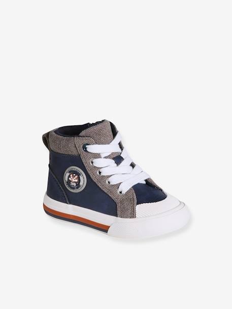 High-Top Trainers with Laces & Zips for Babies brown+set blue 