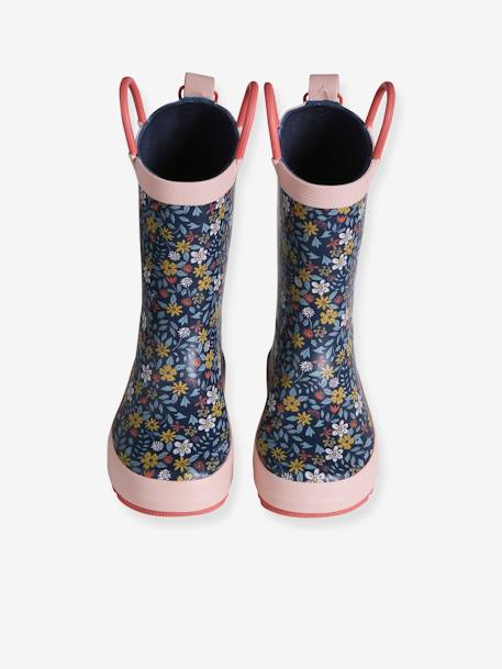 Wellies in Printed Natural Rubber for Children navy blue 