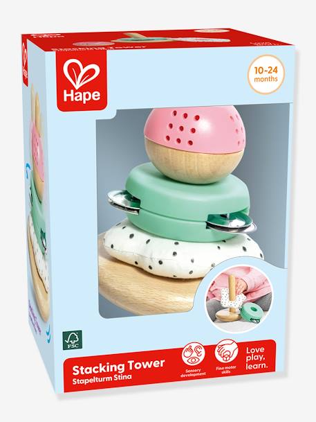 Stacking Pyramid in Wood & Fabric - HAPE multicoloured 