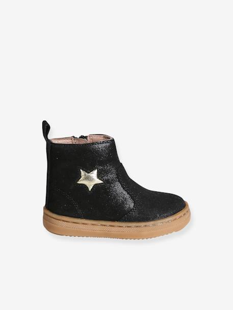 Leather Zip-Up Boots black 