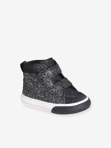 Glittery Hook-and-Loop Trainers for Babies black 