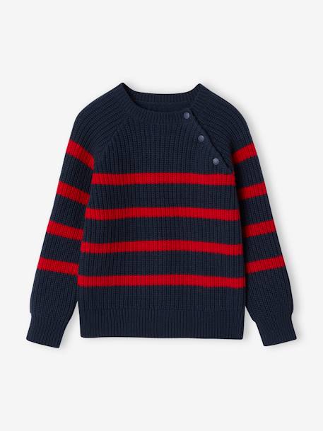 Striped Top for Boys ecru+navy blue 