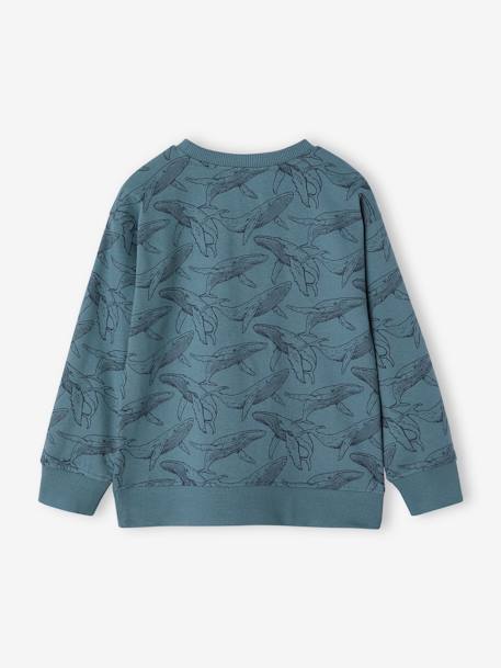 Printed Sweatshirt-Style Top for Boys aqua green+ecru+ochre 