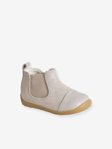 Boots in Glittery Leather for Babies gold 