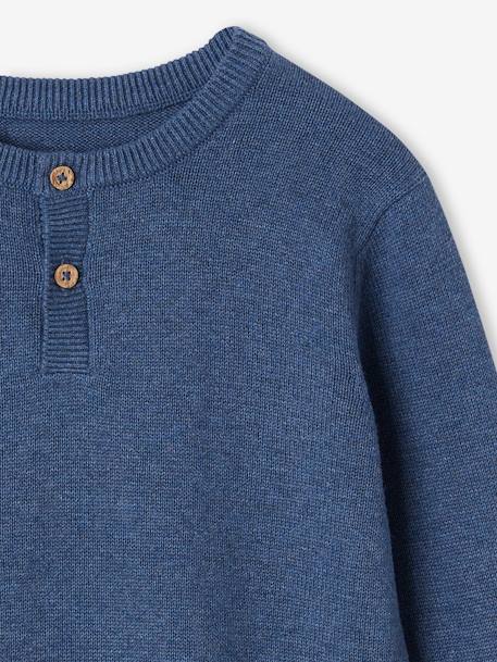 Top with Grandad-Style Neckline, for Boys marl blue+marl green 