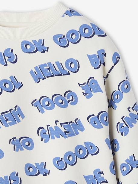 Long Sleeve Sweatshirt with XXL Inscriptions, for Boys printed white 