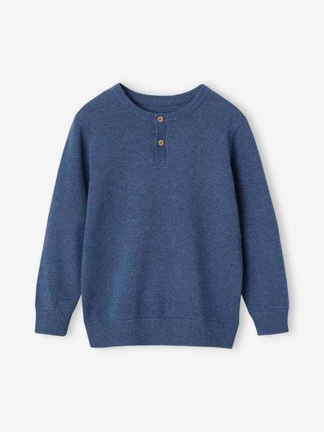 Top with Grandad-Style Neckline, for Boys marl blue+marl green 