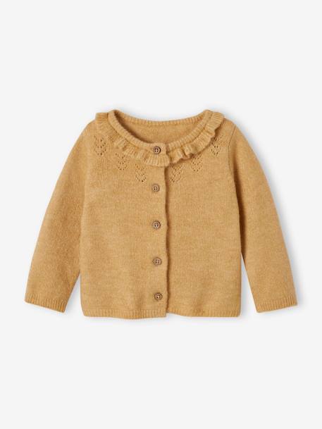 Openwork Cardigan for Babies ochre+old rose 