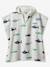 Bath Poncho with Recycled Cotton for Children, Sharks printed white 