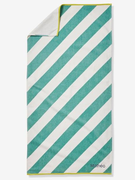 Beach / Bath Towel with Recycled Cotton printed pink+striped blue 