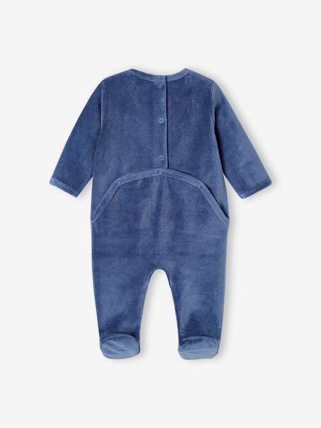 Pack of 2 'Fox' Sleepsuits in Velour for Babies blue 