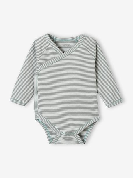 Pack of 3 Long Sleeve Bodysuits in Organic Cotton for Newborn Babies sky blue 