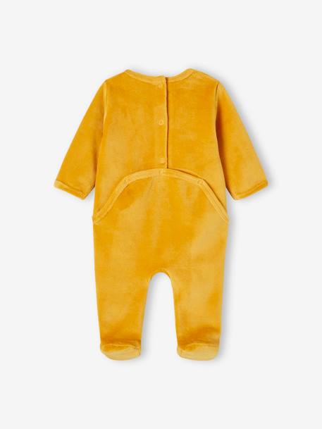 Pack of 3 Sleepsuits in Velour for Babies, BASICS camel+cappuccino+rosy 