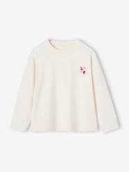 Girls-Tops-T-Shirts-Basics Top with Motif on the Chest, for Girls