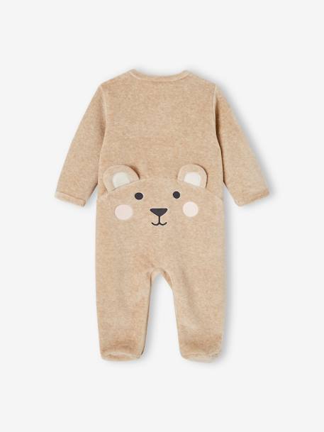 Koala Sleepsuit in Velour, for Babies marl beige+marl grey 