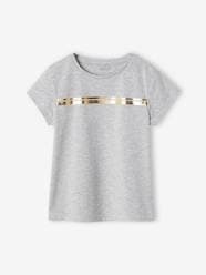 Girls-Tops-T-Shirts-Sports T-Shirt with Iridescent Stripes for Girls