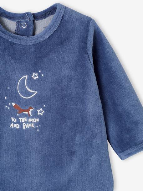 Pack of 2 'Fox' Sleepsuits in Velour for Babies blue 