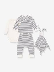 -3-Piece Striped Ensemble with Bunny Comforter Gift Set for Newborns by PETIT BATEAU