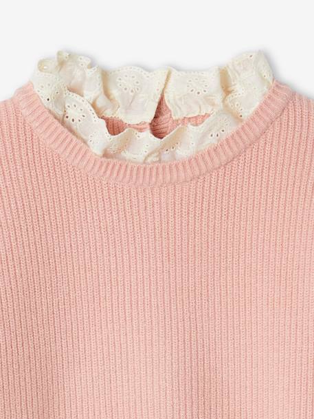 Loose-Fitting Jumper with Fancy Collar for Girls rose+rose beige+sky blue+striped navy blue+sweet pink 