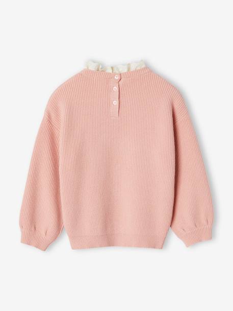 Loose-Fitting Jumper with Fancy Collar for Girls rose+rose beige+sky blue+striped navy blue+sweet pink 