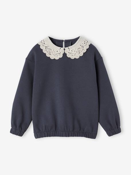 Top with Fancy Macramé Collar for Girls anthracite+blush 