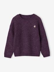 -Rib Knit Jumper with Iridescent Patch, for Girls