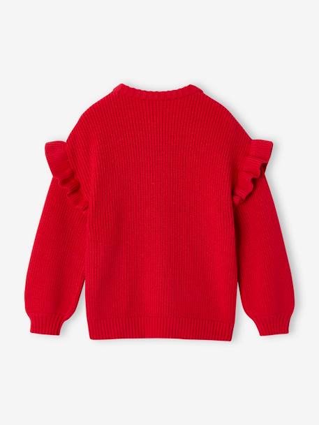 Jumper with Ruffled Sleeves for Girls ecru+red+sage green+vanilla+violet 