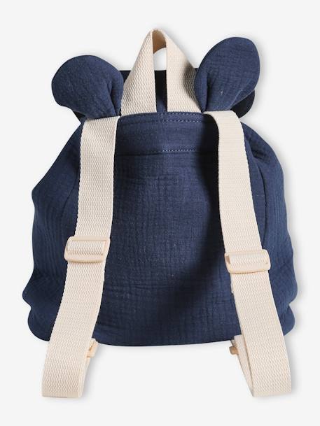 Pre-School Backpack in Cotton Gauze, Fun Ears night blue+rosy+sage green 