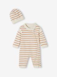 Striped Knitted Jumpsuit & Beanie Set for Babies