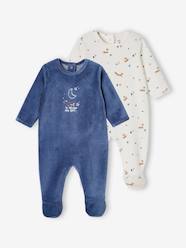 Pack of 2 "Fox" Sleepsuits in Velour for Babies