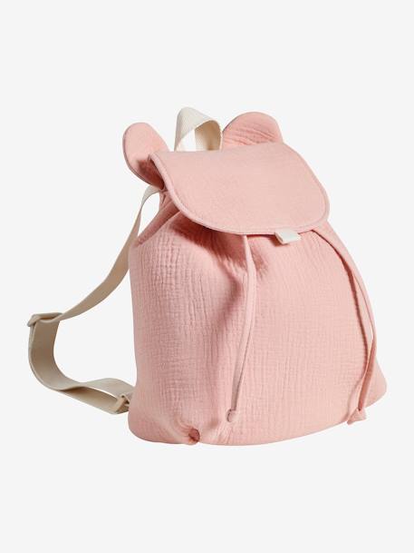 Pre-School Backpack in Cotton Gauze, Fun Ears night blue+rosy+sage green 