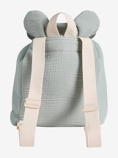 Pre-School Backpack in Cotton Gauze, Fun Ears sage green 