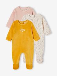 Baby-Pack of 3 Sleepsuits in Velour for Babies, BASICS