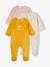 Pack of 3 Sleepsuits in Velour for Babies, BASICS camel+cappuccino+rosy 