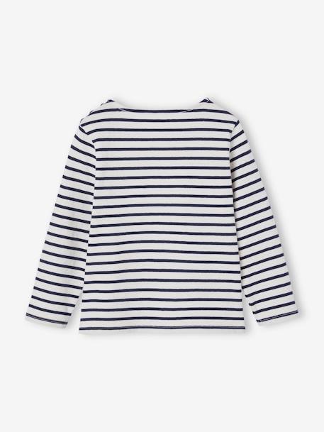 Sailor-Like Top, Long Sleeves, for Girls striped blue+striped grey+striped red 