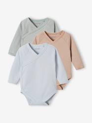 Pack of 3 Long Sleeve Bodysuits in Organic Cotton for Newborn Babies