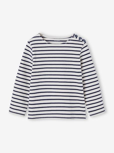 Sailor-Like Top, Long Sleeves, for Girls striped blue+striped grey+striped red 