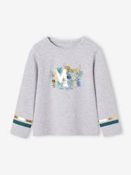 -Sports Top with Glittery Tropical Motif for Girls