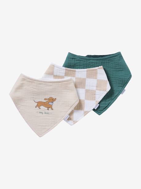 Set of 3 Bandanna-Type Bibs mocha 